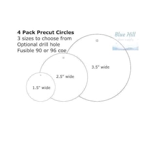 4 Pack Circle Fusible Precut -3.5", 2.5", 1.5" - Ornament Making - Optional Drill Hole - 90 COE or 96 COE - Black, white, clear fused glass