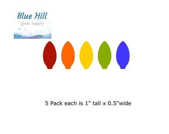 Luces navideñas de vidrio precortadas (paquete de 5) - Adornos - Fusibles de 90 y 96 COE - Para artistas del vidrio - Mosaicos - Precortados para fiestas