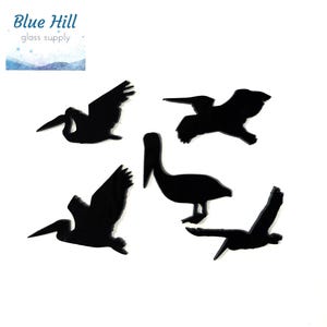 Pelicans Precut Glass Shapes - Oceanside 96 COE or Bullseye 90 COE Glass Birds for Fused Glass - Mosaic - Glass Birds for Crafts