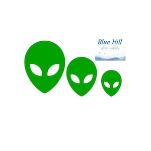 Alien 3 pack Fusible Glass Precut - 96 COE - 90 COE - For fused glass - Stained Glass - Mosaic Art - Art Supplies - Space Ship - Alien Head