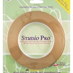 7/32” Copper Foil for Stained Glass - Black, Silver or Copper Backed - Easy to Use Dispenser - Stained Glass Tools - Copper Foil Method