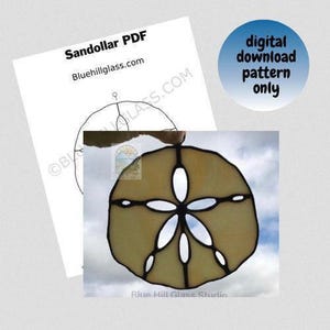 Sand dollar Stained Glass Pattern - Digital Download Only  - Stained Glass DIY - Beach Summer Patterns - Ocean - Beginner Glass Patterns