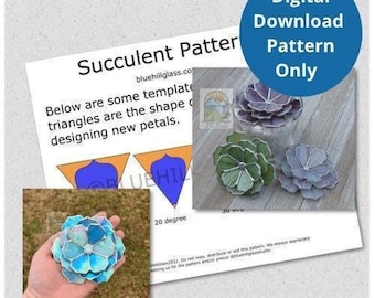 Succulent Pattern .pdf Digital Download ONLY - Stained Glass Patterns - Stained Glass DIY - Stained Glass 3D Art - Patterns for Artists