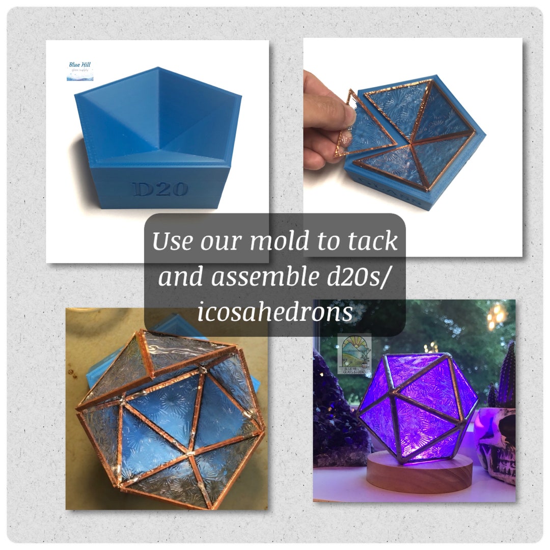 D20 Icosahedron MOLD for Stained Glass Making Stained Glass Jig Twenty Sided Shape Mold Stained