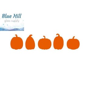 Pumpkins 5 Pack Precut Glass Shape - Ornaments - Magnets - Fusible 90 and 96 COE - For Glass Artists - Mosaics - Halloween Fall Precut