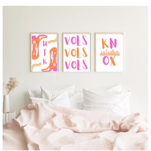 University of Tennessee UTK digitale print slaapzaalposter roze en oranje Knoxville Girls
