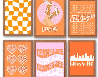 University of Tennessee UTK Digital Print Dorm Poster Pink and Orange Knoxville Girls