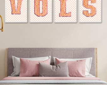 Tennessee VOLS Dorm Decor, Pink & Orange UTK Print (Digital Download)