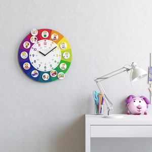 Cander Berlin MNU 11030 R Children's wall clock silent 30 cm noiseless Magnets Daily routine Children's room Boys Girls colorful analog