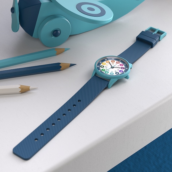 Cander Berlin MNA 1430 T Reloj de pulsera para niños analógico Reloj de aprendizaje Learning Dial Boys Girls colorido azul turquesa