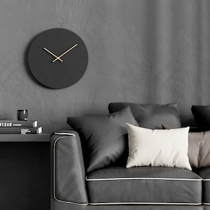 Cander Berlin MNU 2650 S XXL wall clock MDF silent silent 30 cm wooden hand analog modern vintage black living room