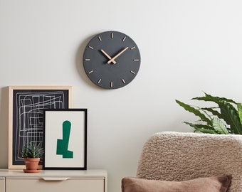 Cander Berlin MNU 6130 E Concrete Wall Clock Silent Silent Cement Concrete Clock 30.5 cm Gris Wooden Hands Living Room Analog Office Kitchen