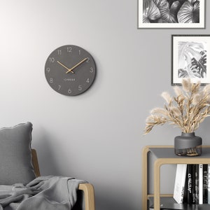 Cander Berlin MNU 2630 A reloj de pared MDF silencioso 30 cm puntero de madera analógico moderno vintage gris antracita imagen 3