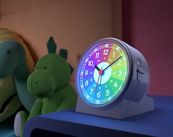 Cander Berlin MNU 1009 R Reloj despertador para niños Reloj de aprendizaje silencioso Silencioso Reloj de aprendizaje para niños Snooze Iluminación Dial de aprendizaje