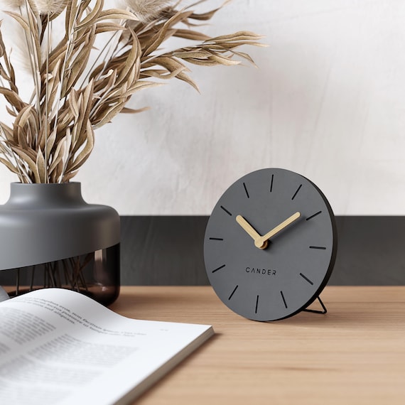 Cander Berlin MNU 2615 G Lautlose MDF-Tischuhr 15 cm analog
