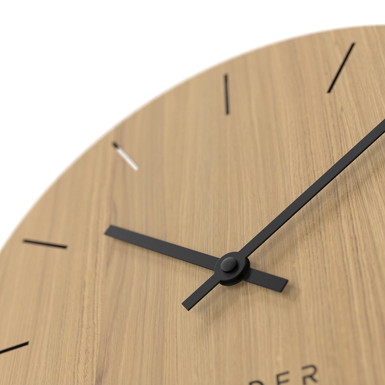 Cander Berlin MNU 2730 E Wooden Wall Clock Silent 28 cm Wood Veneer Oak Living Room No Tick Noises Unique Designer image 5