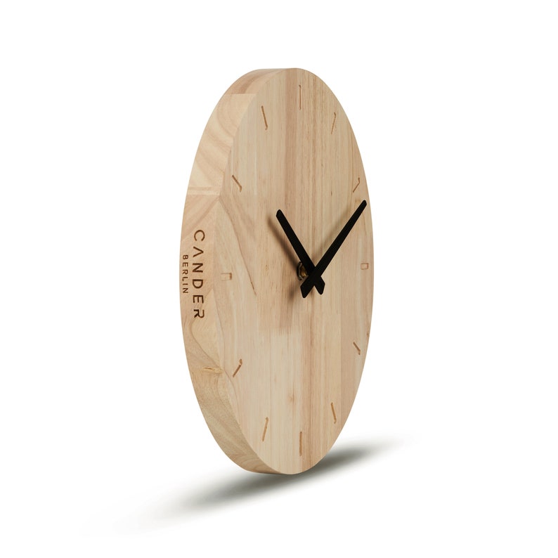 Cander Berlin MNU 8230 Horloge murale en bois sans bruit horloge en bois 30,5 cm analogique bois massif silencieux image 3