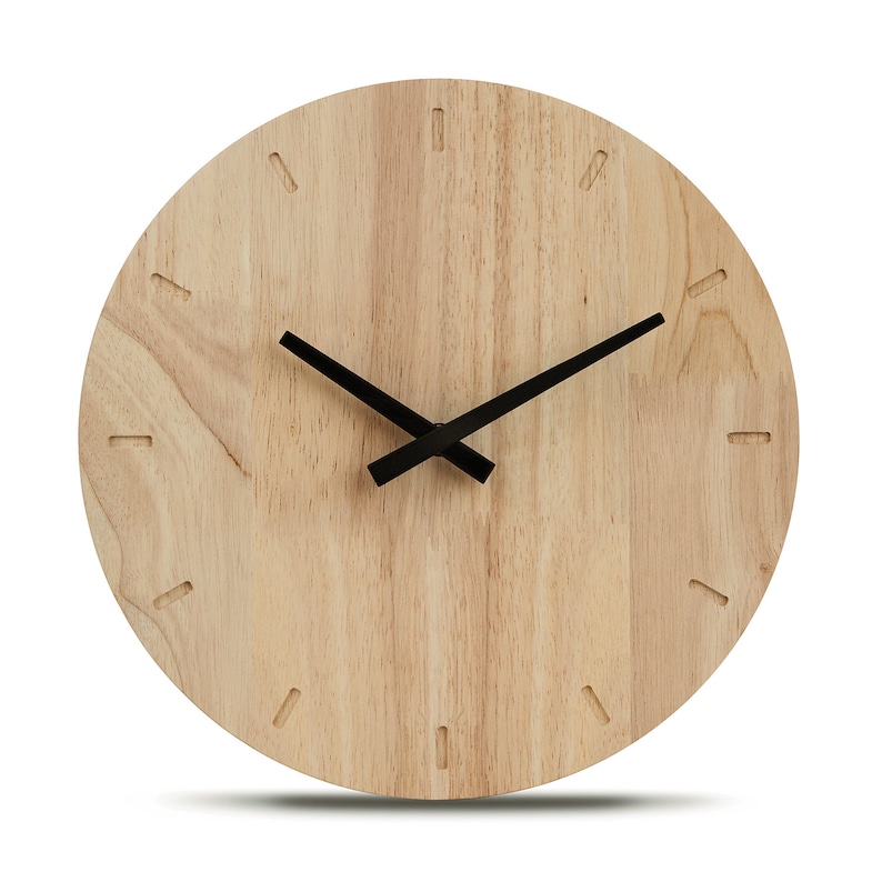 Cander Berlin MNU 8230 Horloge murale en bois sans bruit horloge en bois 30,5 cm analogique bois massif silencieux image 2
