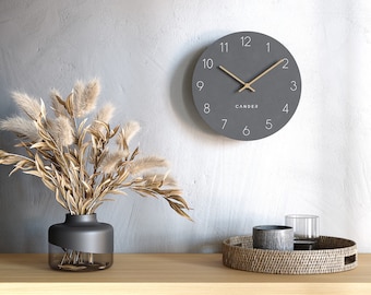 Cander Berlin MNU 2630 A reloj de pared MDF silencioso 30 cm puntero de madera analógico moderno vintage gris antracita