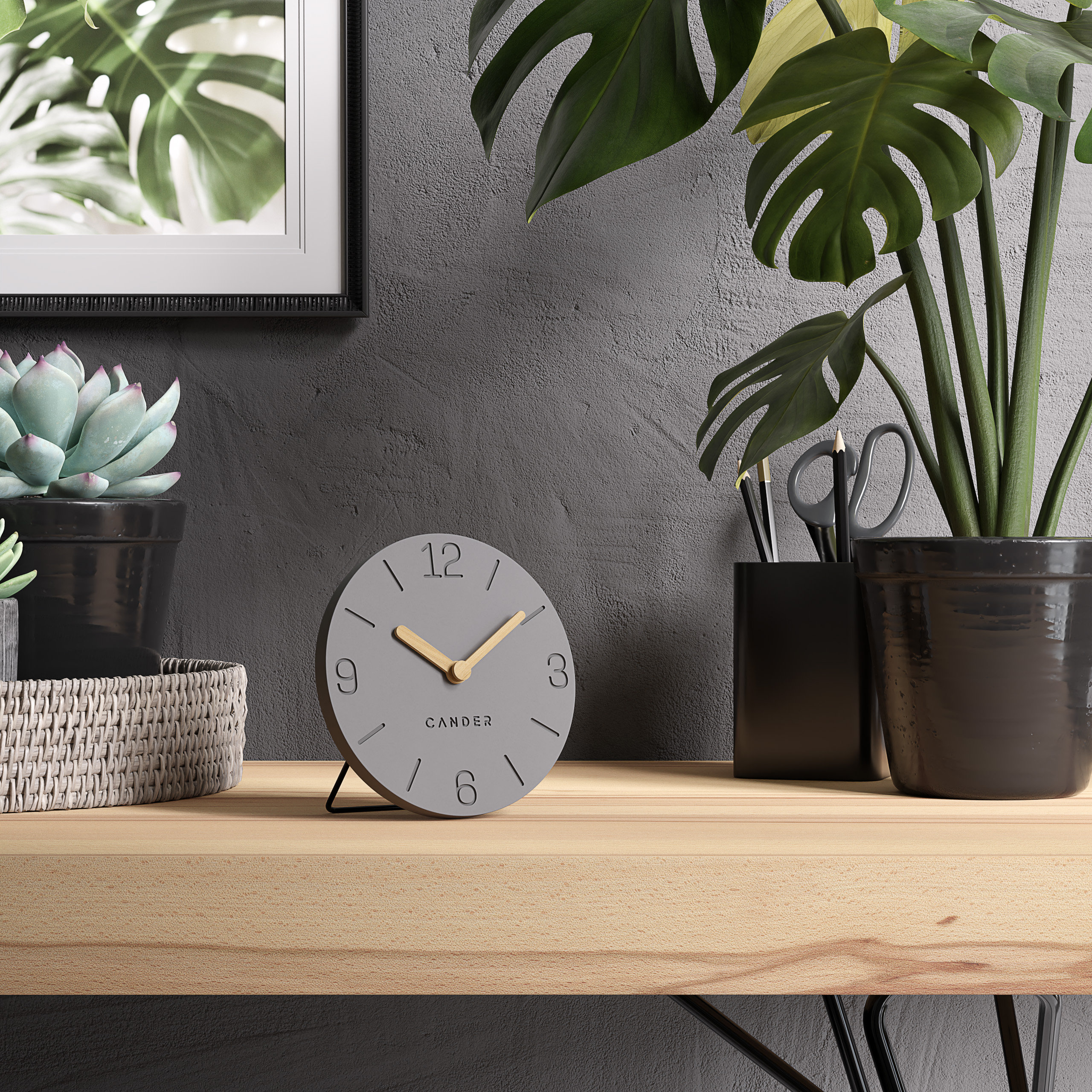Orologio Da Tavolo Cander Berlin MNU 2615 Y – Silenzioso 15 Cm, Design Vintage In MDF Grigio E Nero