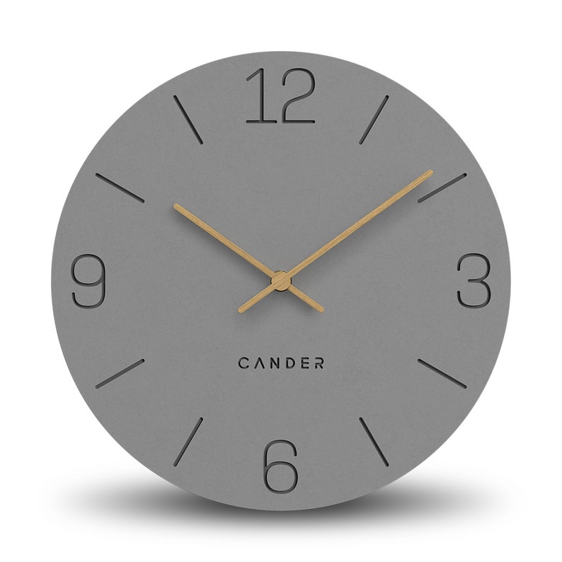 Cander Berlin MNU 2630 H Wall Clock MDF silent silent 30 cm wooden hand analog modern Vintage grey anthracite image 2