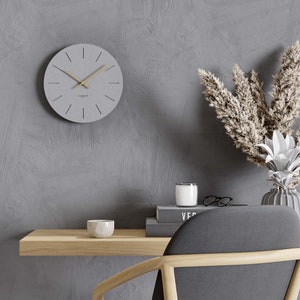 Cander Berlin MNU 2830 H Concrete Wall Clock Silent Silent Cement Concrete Clock 30 cm Light Grey