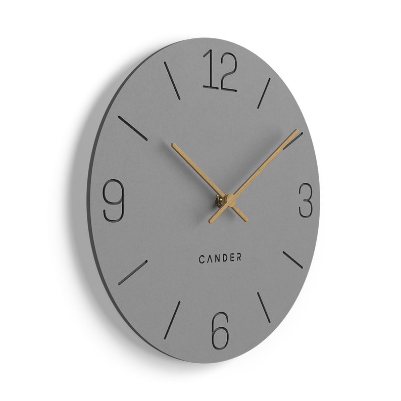 Cander Berlin MNU 2630 H Horloge murale MDF silencieux silencieux 30 cm aiguille en bois analogique moderne Vintage gris anthracite image 3