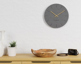 Cander Berlin MNU 2630 G wandklok MDF stil geruisloos 30 cm houten wijzers analoog modern vintage grijs antraciet