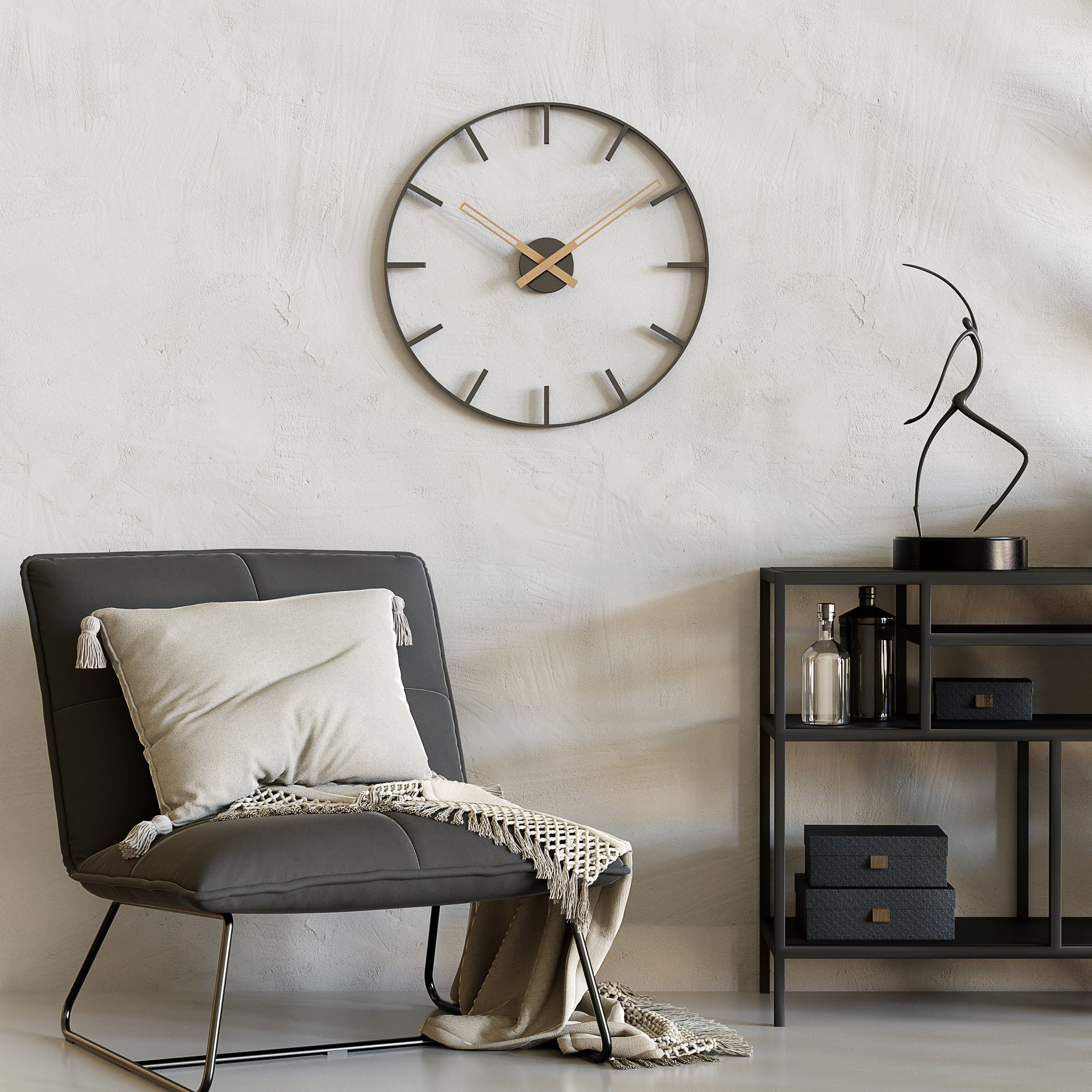 Cander Berlin MNU 2750 E XXL Horloge Murale Silencieuse 50 Cm Sans Bruit De Tic-tac Placage