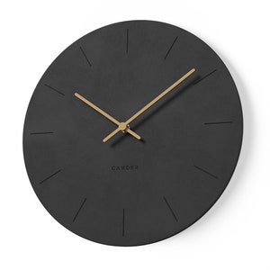 Cander Berlin MNU 2650 S XXL Wanduhr MDF lautlos geräuschlos leise 30 cm Holzzeiger analog modern Vintage schwarz Wohnzimmer Bild 4