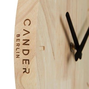 Cander Berlin MNU 8230 Horloge murale en bois sans bruit horloge en bois 30,5 cm analogique bois massif silencieux image 4