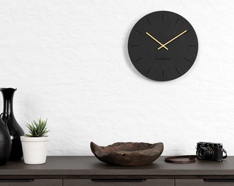 Cander Berlin MNU 2630 S wall clock MDF silent silent 30 cm wooden hand analog modern vintage black living room