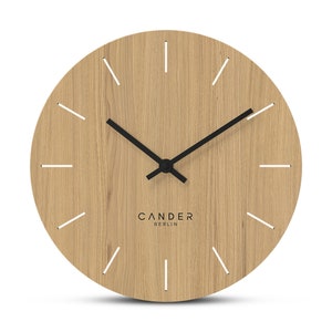 Cander Berlin MNU 2730 E Wooden Wall Clock Silent 28 cm Wood Veneer Oak Living Room No Tick Noises Unique Designer image 2