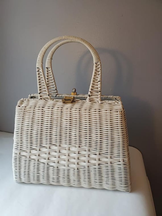 Vintage "Made by Laura" 1960's White Vinyl Wicke