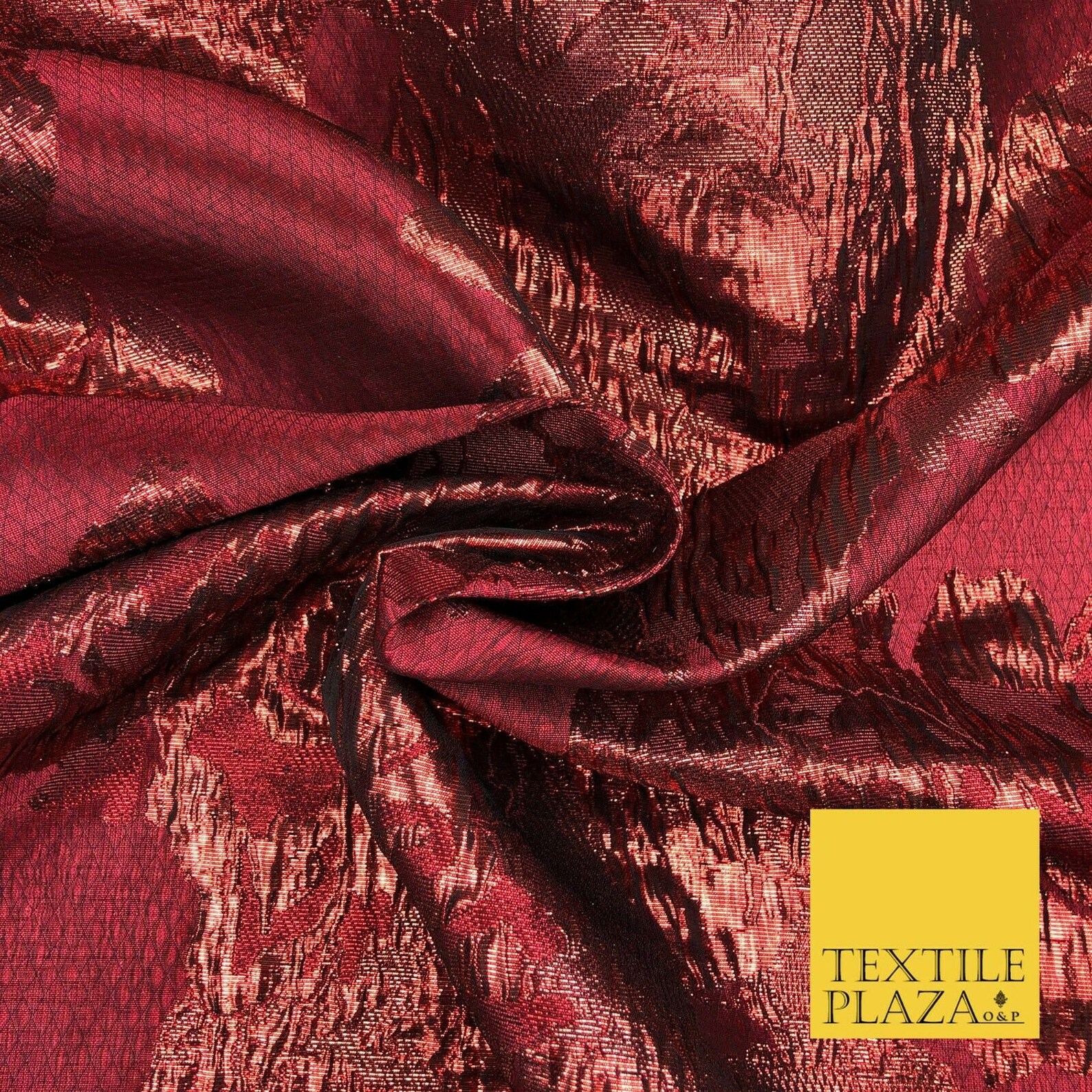 Red wine luxury flower textured brocade jacquard dress
