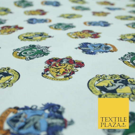 Harry Potter Hogwarts House Badges Emblems Print 100% Cotton - Etsy UK Harry Potter Hogwarts House Badges Emblems Print 100% Cotton - Etsy UK