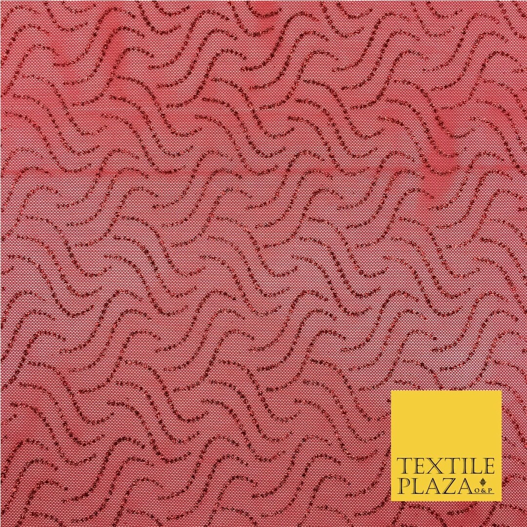 Red 4 Way Soft Stretch Fine Power Mesh Net Glitter Dance Dress Fabric