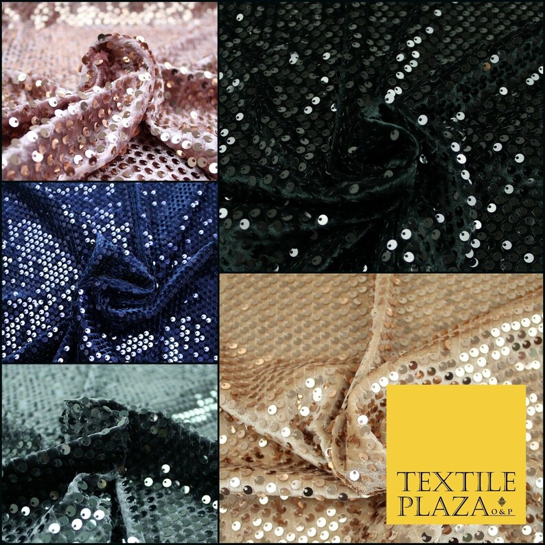 Luxury Sequin Embroidered Stretch Velvet Dress Fabric Fashion Etsy UK