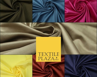 7 colours - premium plain liquid smooth sheen cotton sateen dress fabric 57"