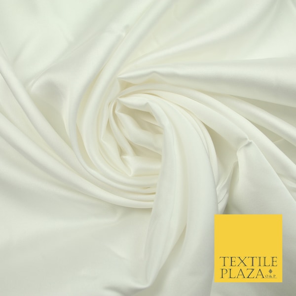 Ivory cream fine silky smooth liquid sateen satin dress fabric drape lining material 7819