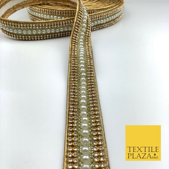 X7 10mm Antique Gold Piping Gotta Flange Edging Border Trim Indian Ribbon