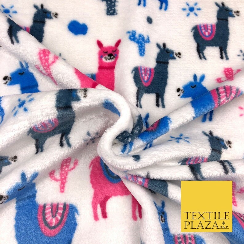 White Llama Super Soft Printed Cuddle Fleece Fabric Baby Etsy