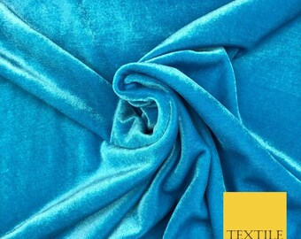 Turquoise blue soft plain velvet fabric material - 58" - more colours pb15