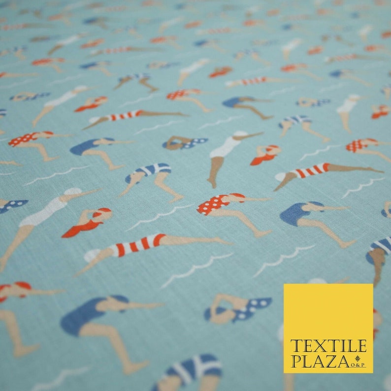 Swimmers Divers Watersports Printed Poly Cotton Fabric Etsy