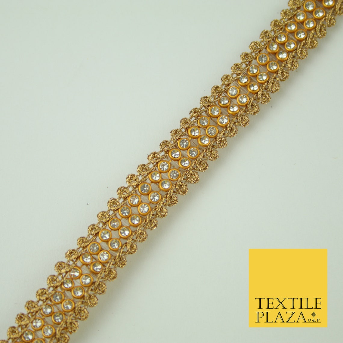 Antique gold double row diamonte stone beading trim border Etsy