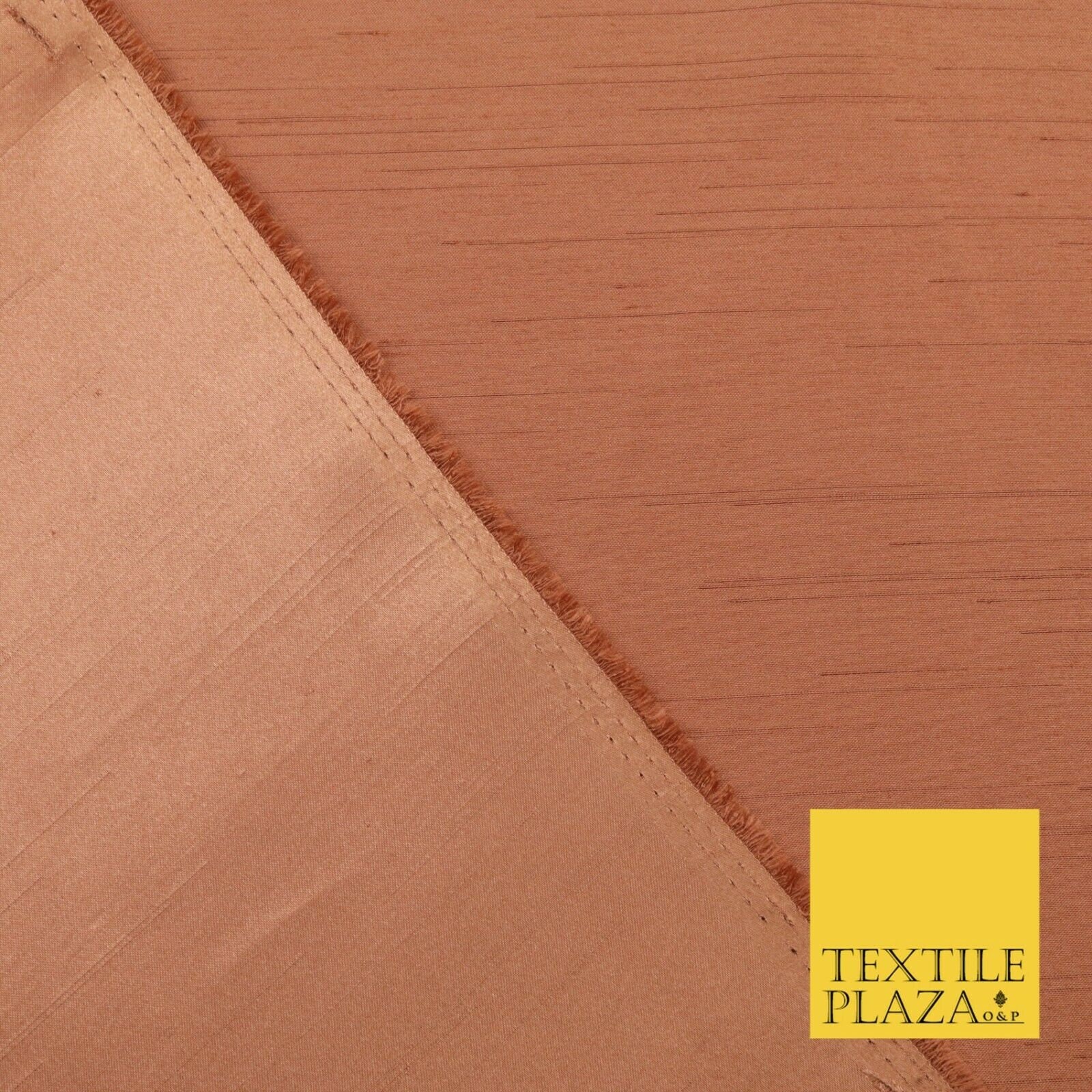 Terracotta Satin Backed Dupion Shantung Raw Silk Fabric 100 Polyester