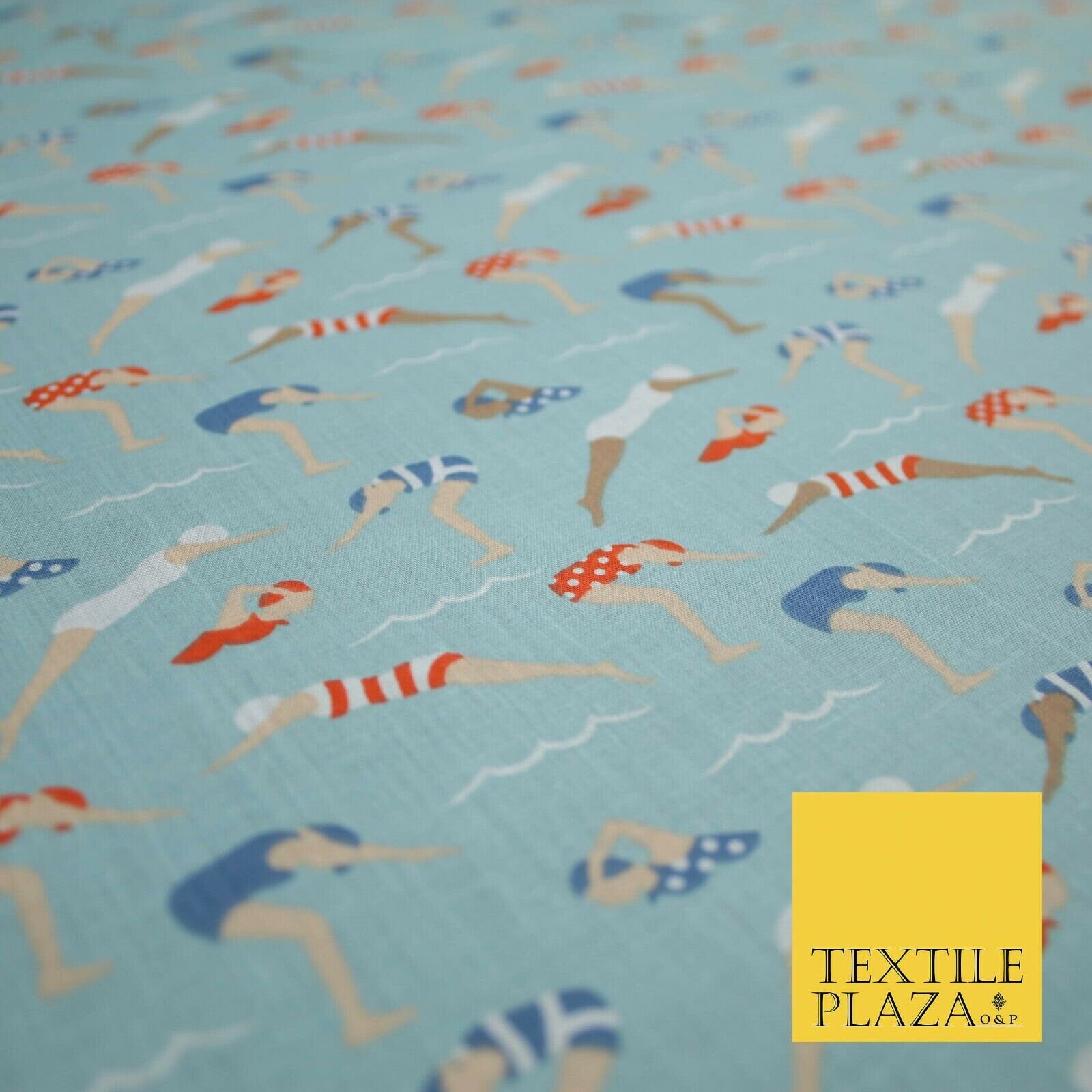 Swimmers divers watersports printed poly cotton fabric Etsy