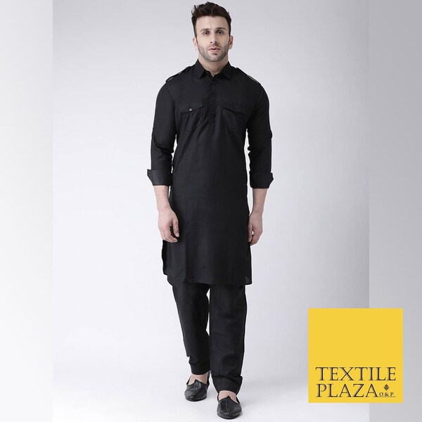 Mens long kurta pajama cotton indian punjabi asian clothing shirt 4 colours