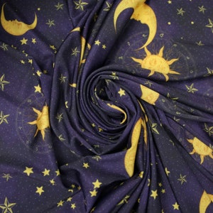 Blue Starry Night Crescent Moon Sky Printed Soft Touch Stretch - Etsy