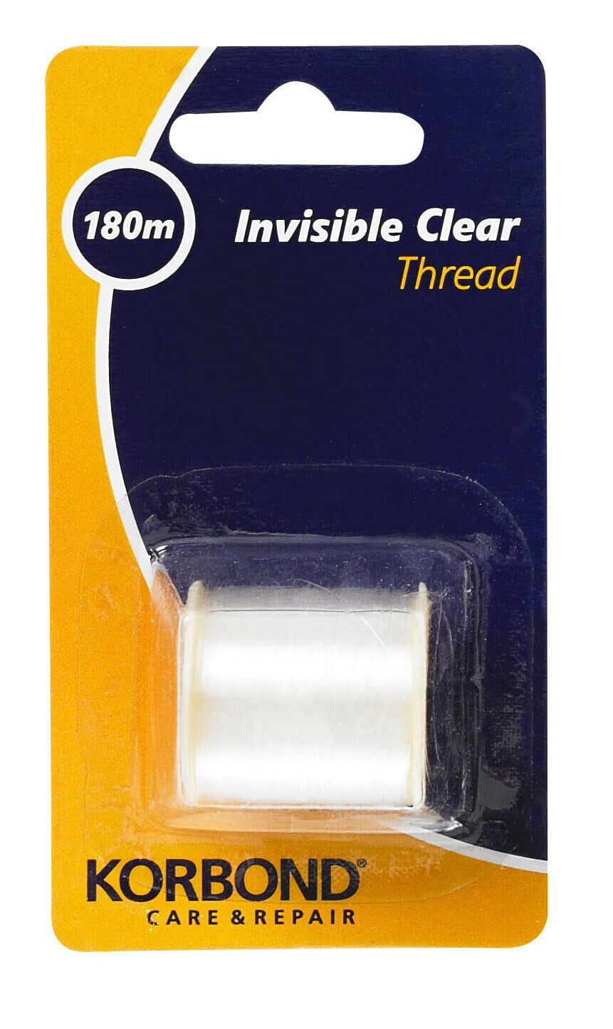 Korbond Invisible Clear Thread 180m Reel Sewing Beading Craft 